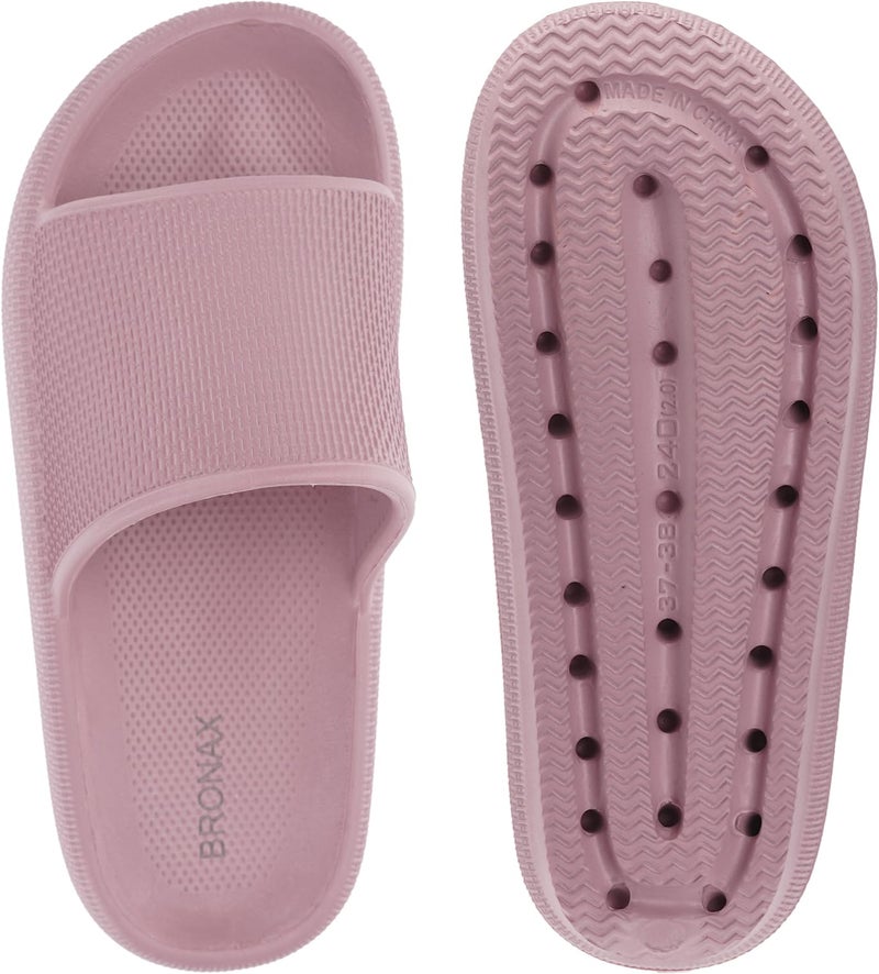 BRONAX Pillow Slippers for Women and Men | House Slides Shower Sandals | Cushioned Thick Sole 39-40 Blush - Image 4